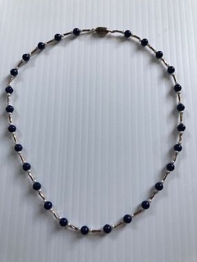 Vintage Lapis and pearl necklace